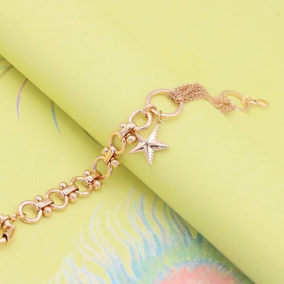 "Chic Rose Gold Charm Bracelet with Star Pendant, XPBL1005 - Picture 5 of 12